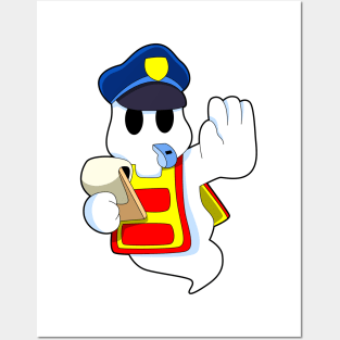 Ghost as Police officer with Whistle Posters and Art